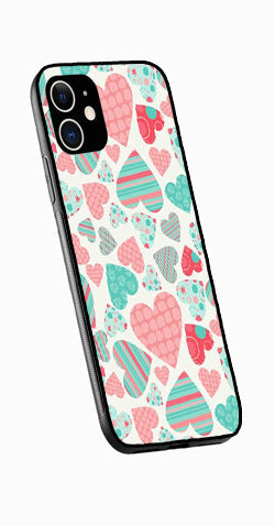 Hearts Pattern Metal Mobile Case for iPhone 11  (Design No -22)