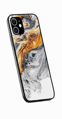 Marble Pattern Metal Mobile Case for iPhone 12 Mini  (Design No -36)