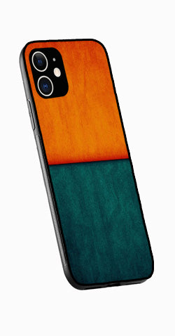 Orange Green Pattern Metal Mobile Case for iPhone 12 Mini  (Design No -45)