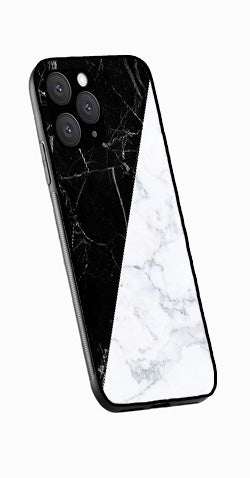 Black White Marble Design Metal Mobile Case for iPhone 14 Pro Max  (Design No -09)