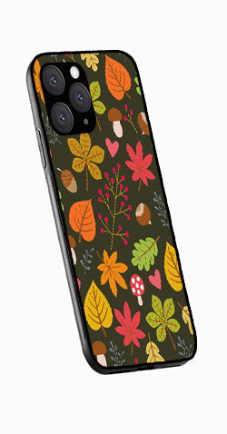 Leaves Design Metal Mobile Case for iPhone 14 Pro Max  (Design No -51)