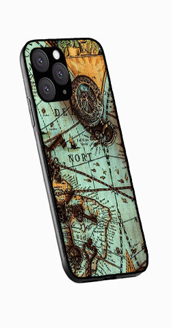 Map Design Metal Mobile Case for iPhone 14 Pro  (Design No -54)