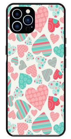 Hearts Pattern Metal Mobile Case for iPhone 13 Pro