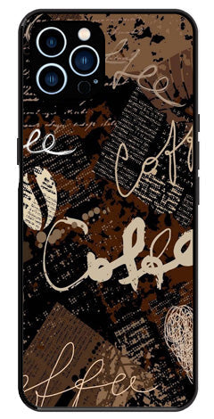 Coffee Pattern Metal Mobile Case for iPhone 14 Pro Max