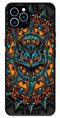 Owl Pattern Metal Mobile Case for iPhone 14 Pro Max