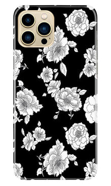 White flowers Black Background Mobile Back Case for iPhone 13 Pro Max (Design - 9)