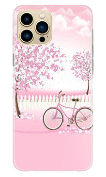 Pink Flowers Cycle Mobile Back Case for iPhone 13 Pro Max  (Design - 102)