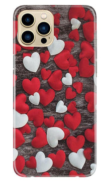 Red White Hearts Mobile Back Case for iPhone 13 Pro Max  (Design - 105)