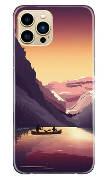 Mountains Boat Mobile Back Case for iPhone 13 Pro Max (Design - 181)