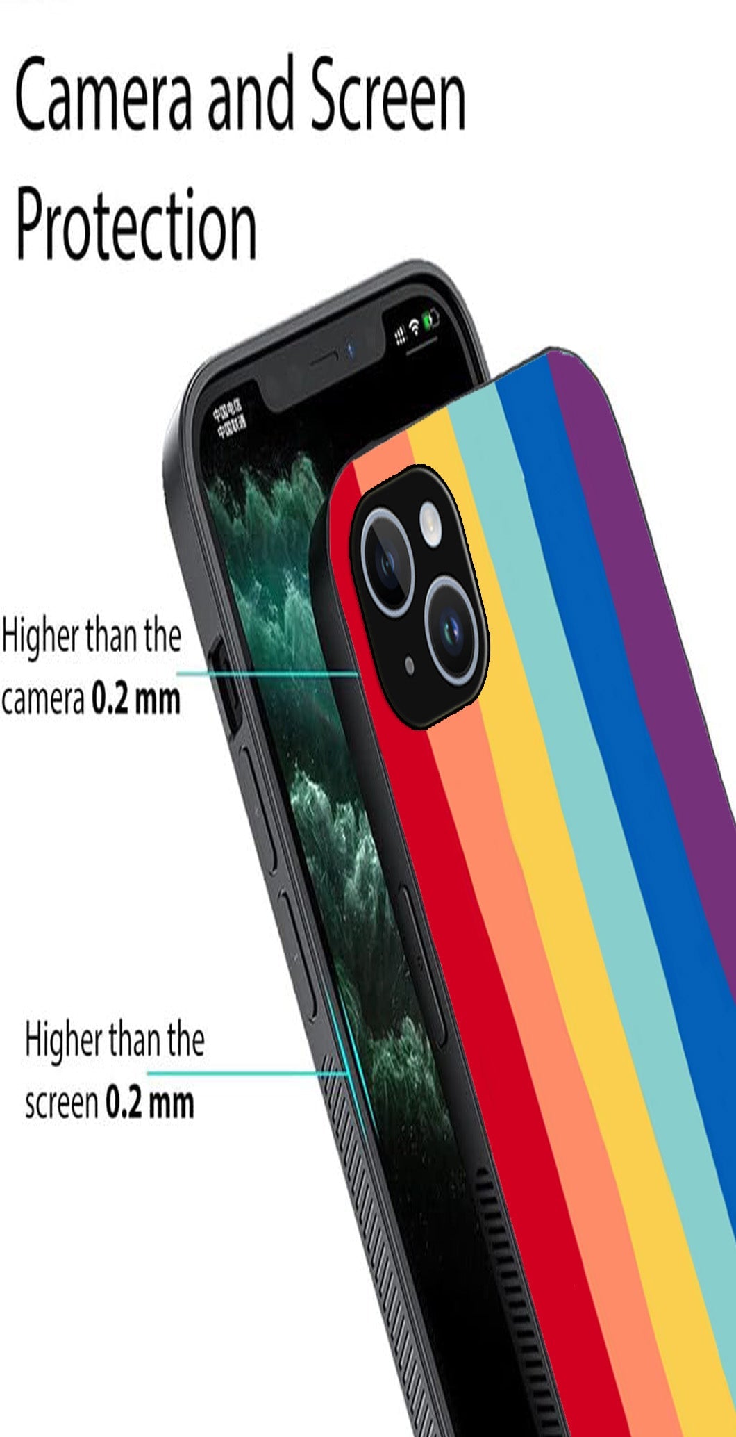 Rainbow MultiColor Metal Mobile Case for iPhone 14 Plus