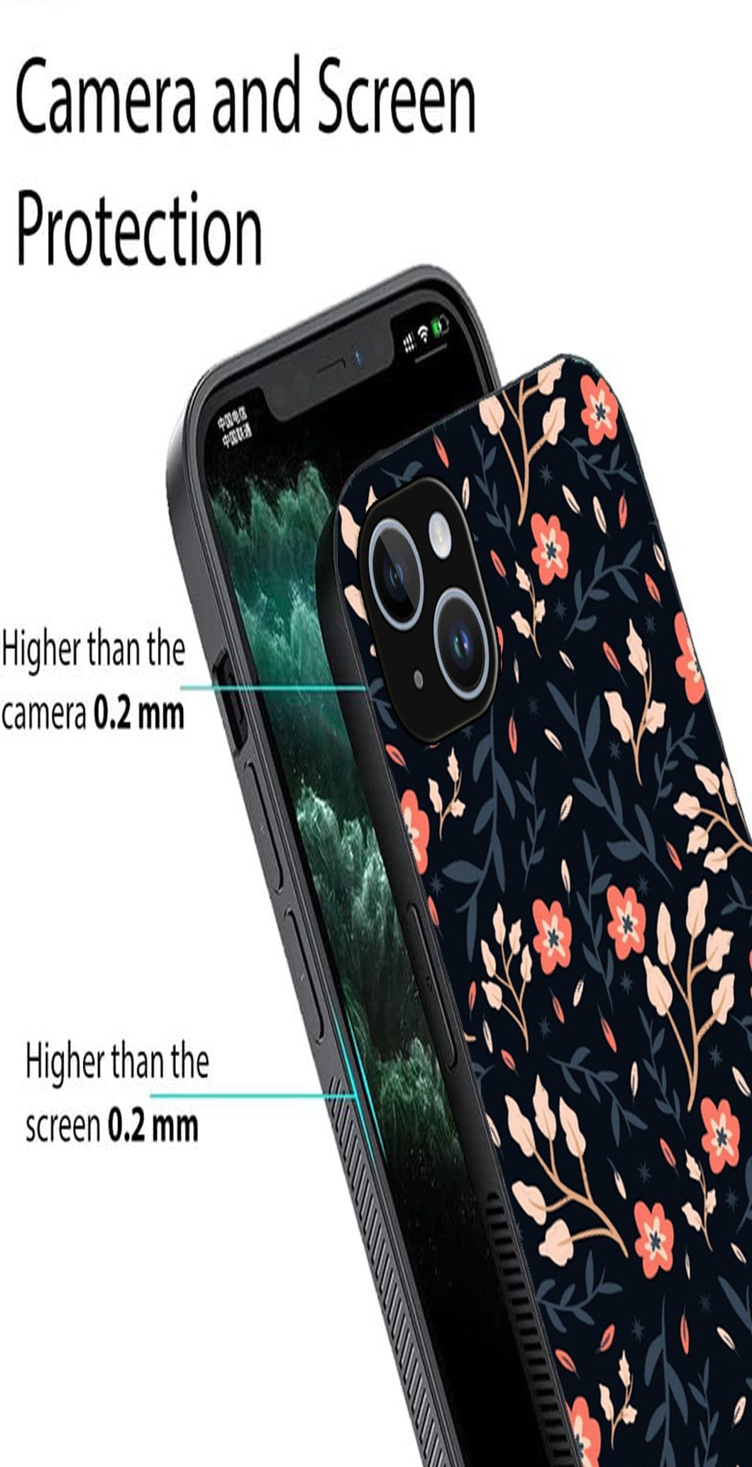 Floral Pattern Metal Mobile Case for iPhone 14 Plus