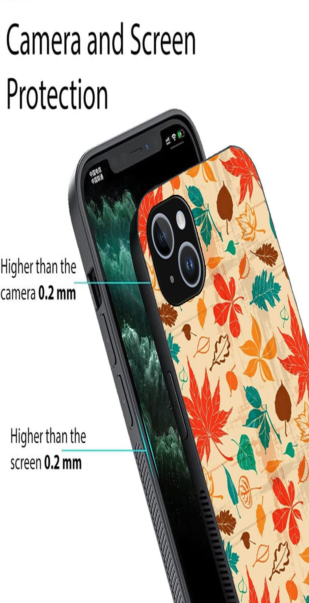 Leafs Design Metal Mobile Case for iPhone 14 Plus