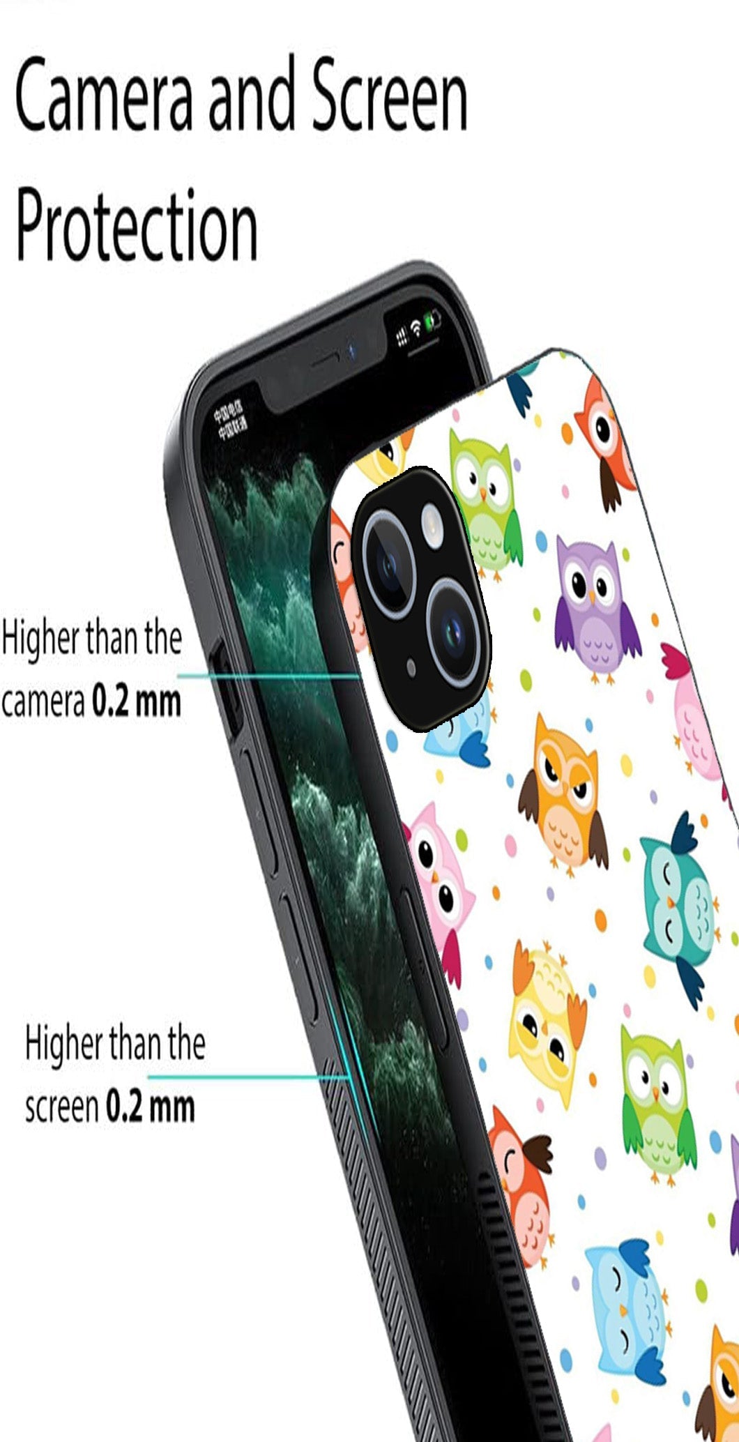 Owls Pattern Metal Mobile Case for iPhone 14