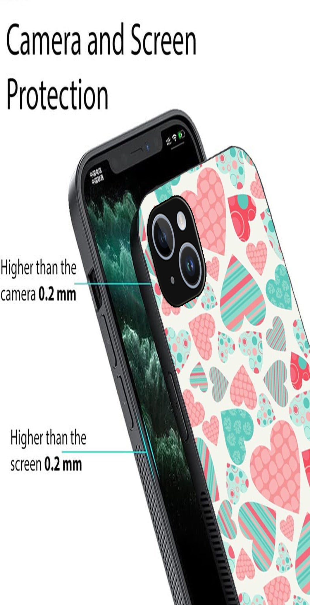 Hearts Pattern Metal Mobile Case for iPhone 14 Plus
