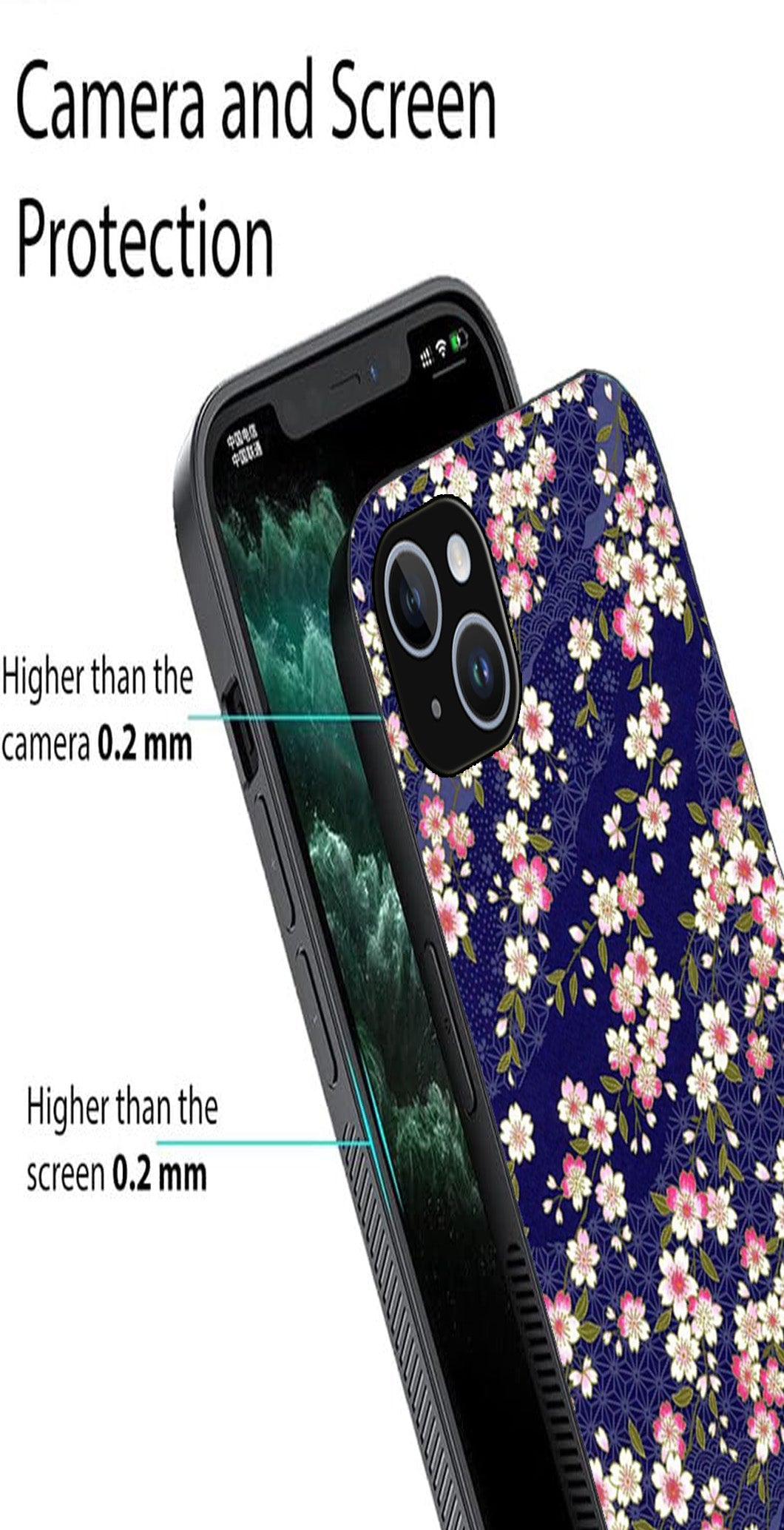 Flower Design Metal Mobile Case for iPhone 14 Plus