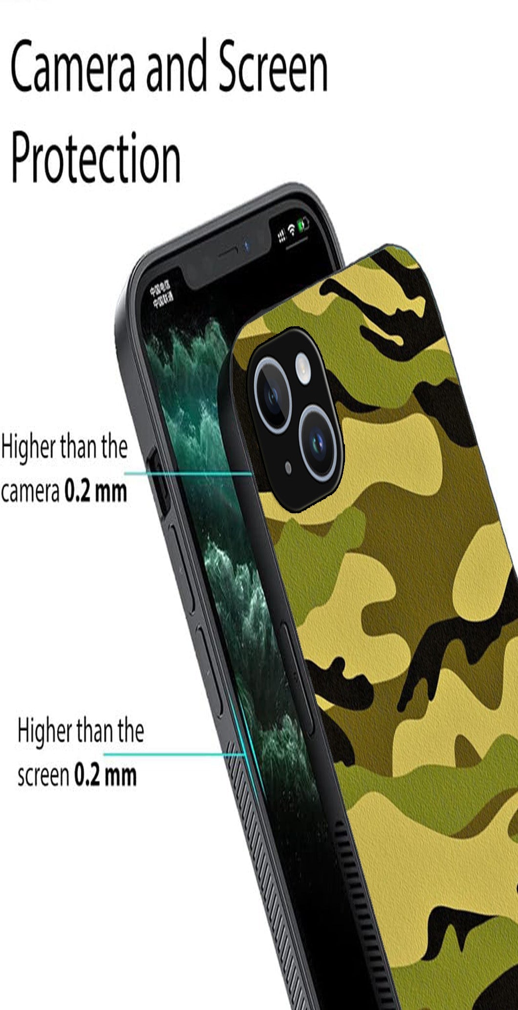 Army Pattern Metal Mobile Case for iPhone 14 Plus