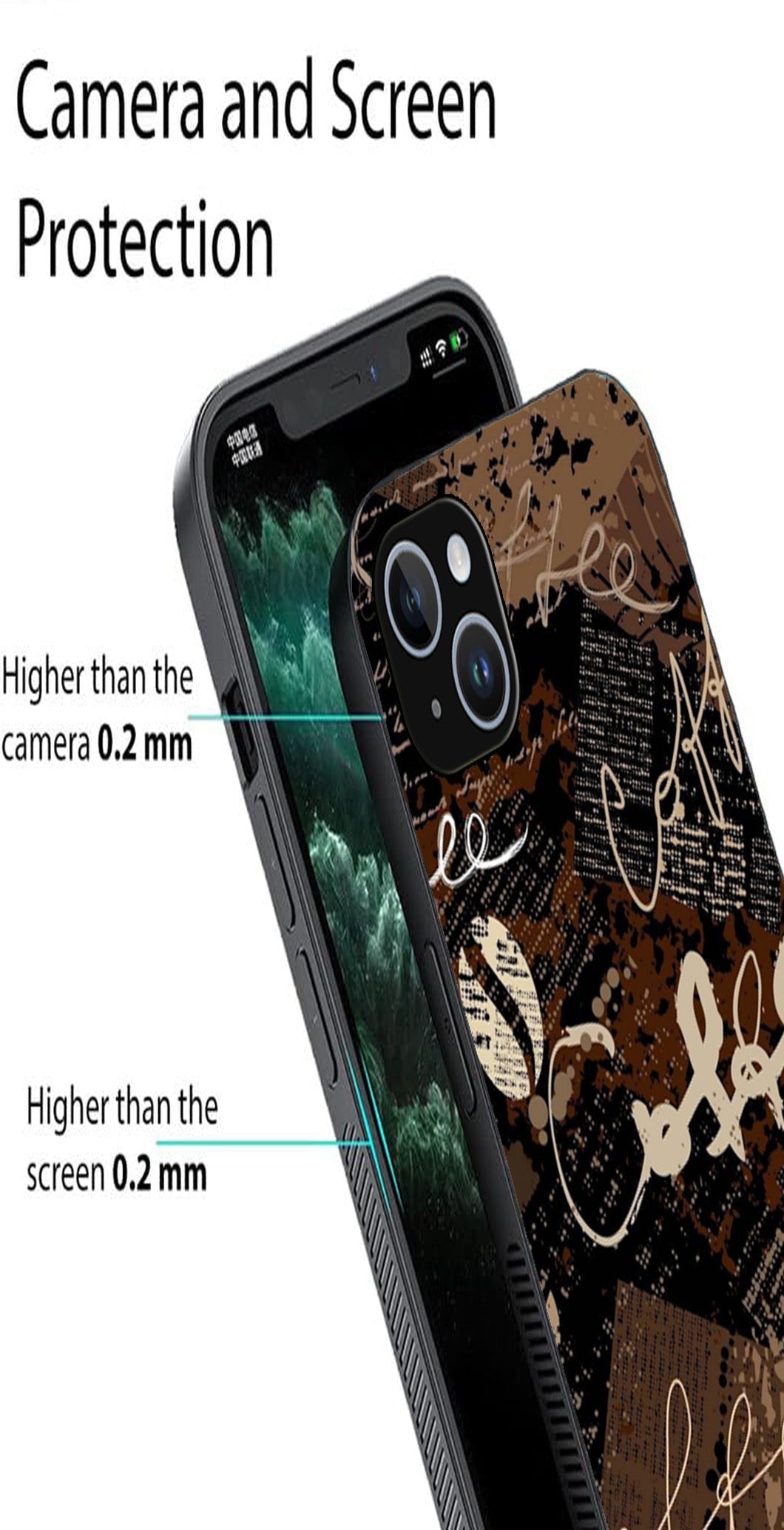 Coffee Pattern Metal Mobile Case for iPhone 14 Plus