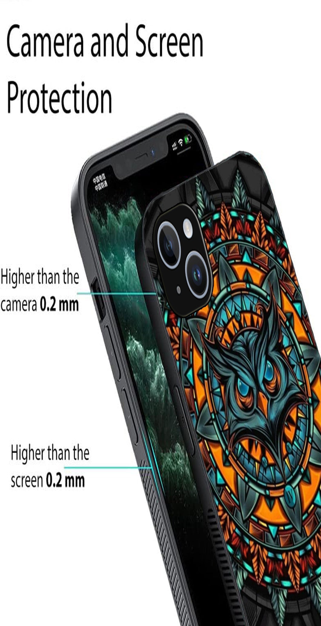 Owl Pattern Metal Mobile Case for iPhone 14 Plus