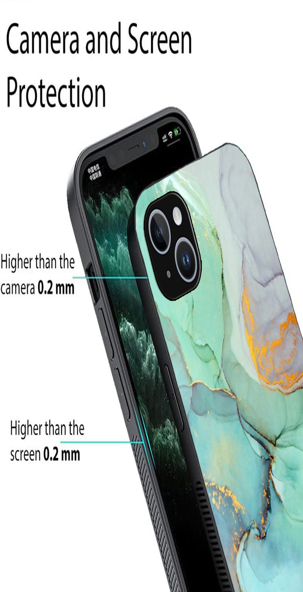 Marble Design Metal Mobile Case for iPhone 14 Plus