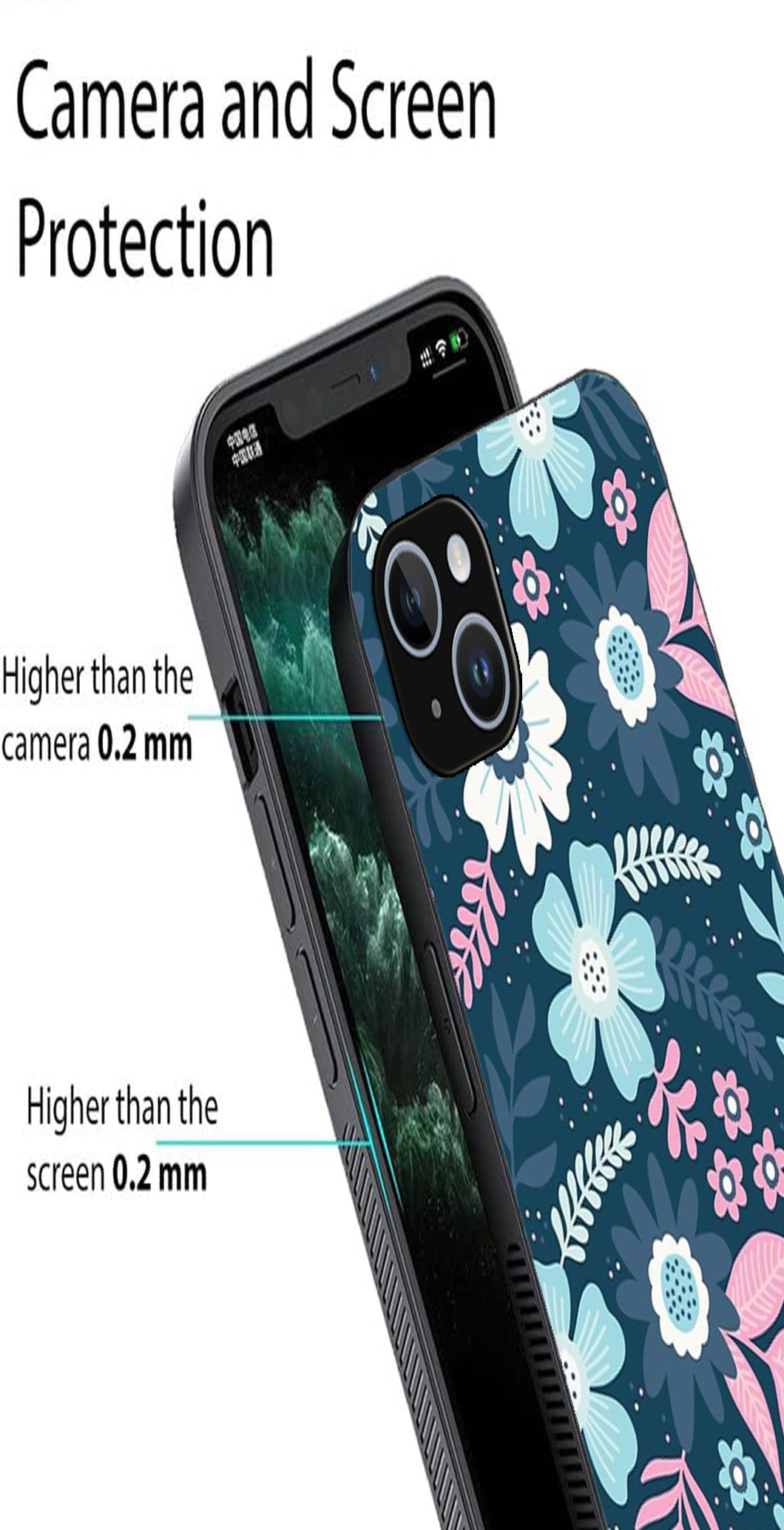 Flower Leaves Design Metal Mobile Case for iPhone 14 Plus