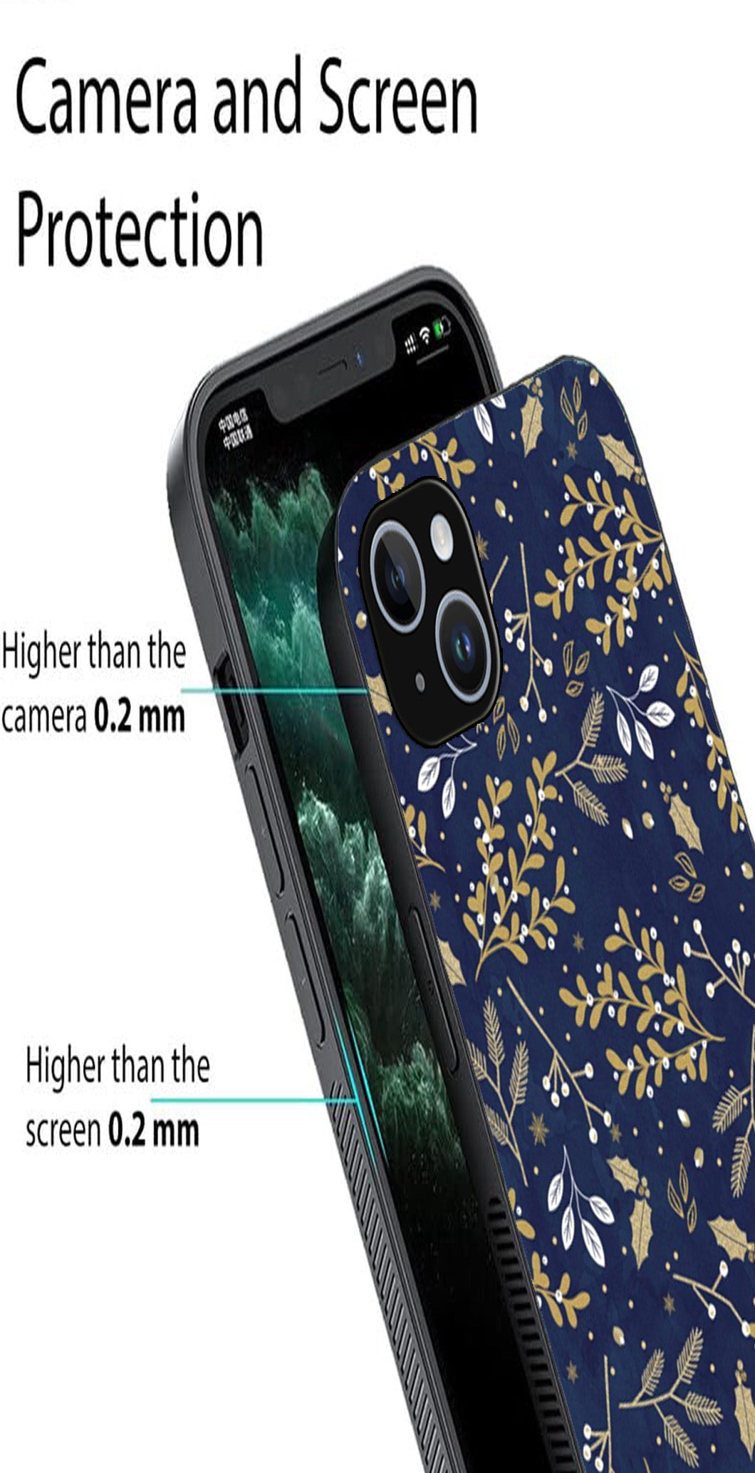 Floral Pattern  Metal Mobile Case for iPhone 14 Plus