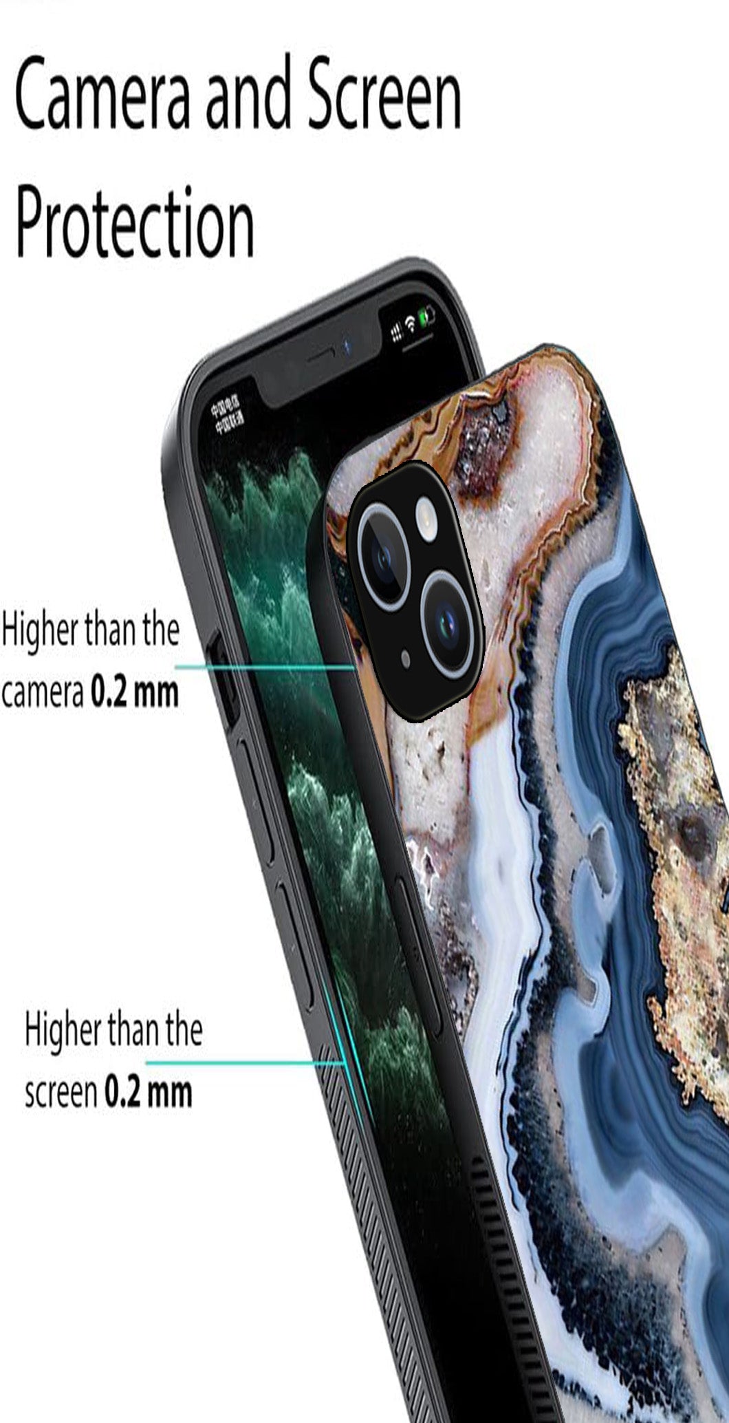 Marble Design Metal Mobile Case for iPhone 14