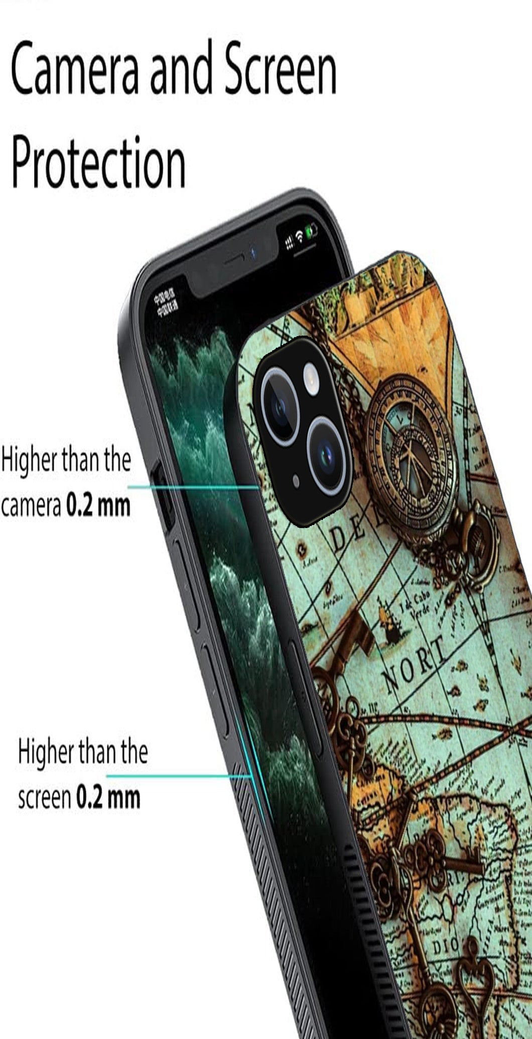 Map Design Metal Mobile Case for iPhone 14