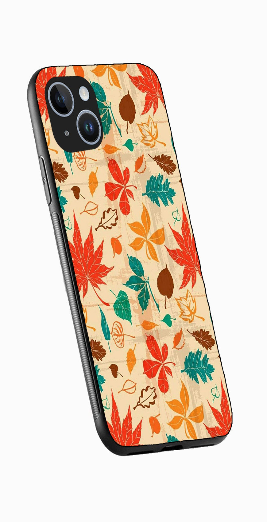 Leafs Design Metal Mobile Case for iPhone 14  (Design No -14)