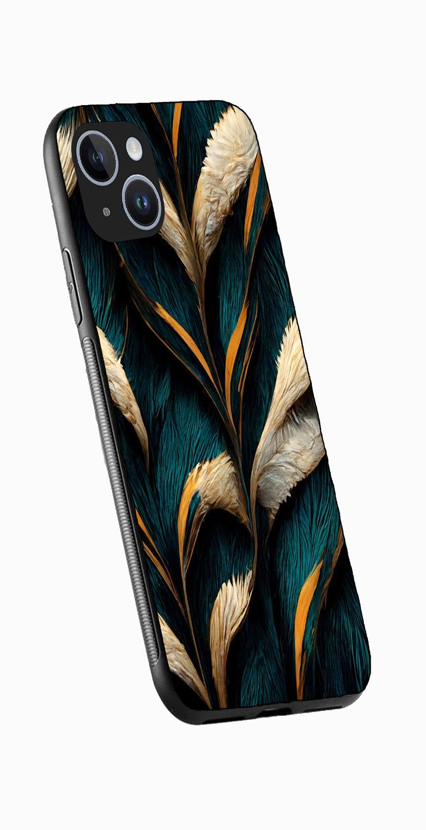 Feathers Metal Mobile Case for iPhone 14 Plus  (Design No -30)