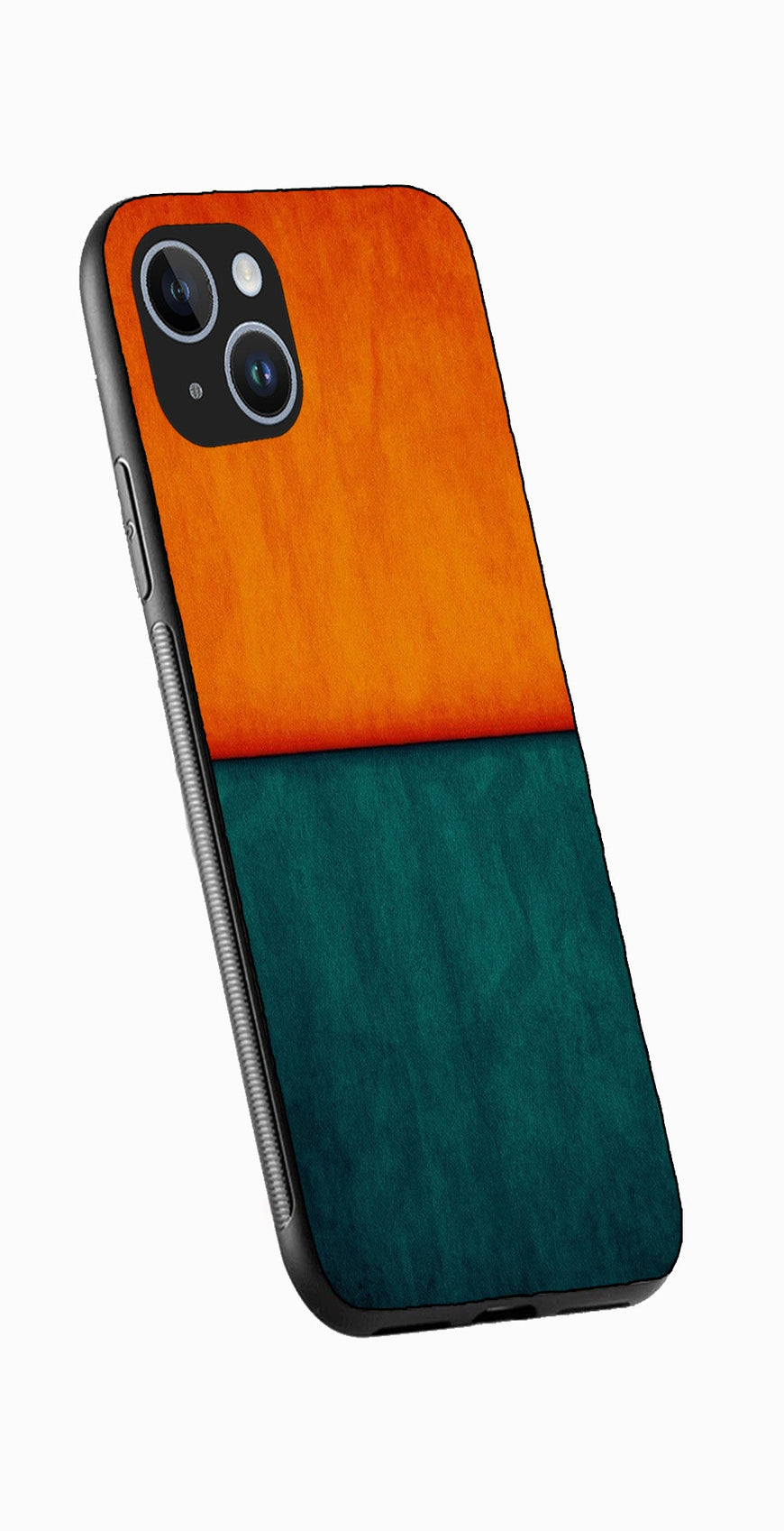 Orange Green Pattern Metal Mobile Case for iPhone 13  (Design No -45)