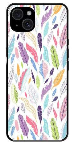 Colorful Feathers Metal Mobile Case for iPhone 15 Plus