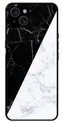 Black White Marble Design Metal Mobile Case for iPhone 15 Plus