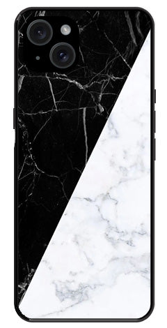 Black White Marble Design Metal Mobile Case for iPhone 15