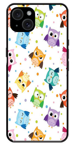 Owls Pattern Metal Mobile Case for iPhone 15 Plus