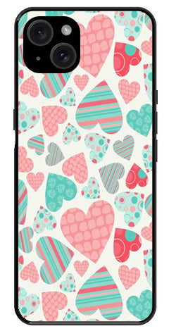 Hearts Pattern Metal Mobile Case for iPhone 15 Plus