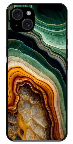 Marble Design Metal Mobile Case for iPhone 15 Plus