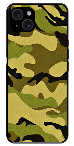 Army Pattern Metal Mobile Case for iPhone 15