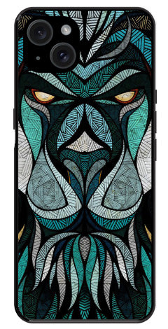 Lion Pattern Metal Mobile Case for iPhone 15 Plus