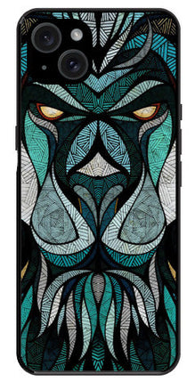 Lion Pattern Metal Mobile Case for iPhone 15 Plus
