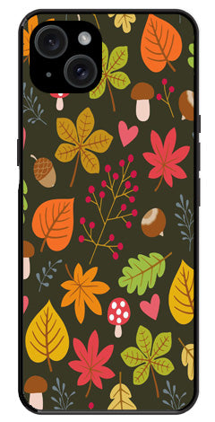 Leaves Design Metal Mobile Case for iPhone 15 Plus