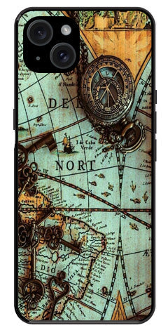 Map Design Metal Mobile Case for iPhone 15 Plus