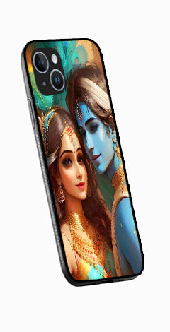 Lord Radha Krishna Metal Mobile Case for iPhone 15 Plus  (Design No -01)