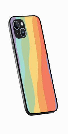 Muted Rainbow Metal Mobile Case for iPhone 15 Plus  (Design No -02)