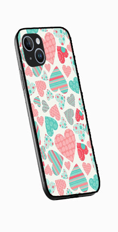 Hearts Pattern Metal Mobile Case for iPhone 15 Plus  (Design No -22)