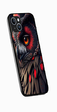 Owl Design Metal Mobile Case for iPhone 15  (Design No -26)