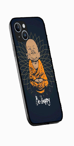 Be Happy Metal Mobile Case for iPhone 15  (Design No -27)
