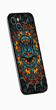 Owl Pattern Metal Mobile Case for iPhone 15 Plus  Design -42(Design No -42)