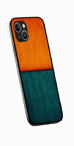 Orange Green Pattern Metal Mobile Case for iPhone 15  (Design No -45)