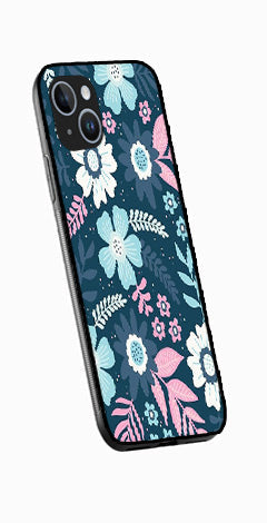 Flower Leaves Design Metal Mobile Case for iPhone 15 Plus  (Design No -50)