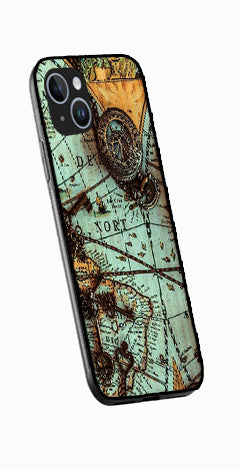 Map Design Metal Mobile Case for iPhone 15 Plus  (Design No -54)